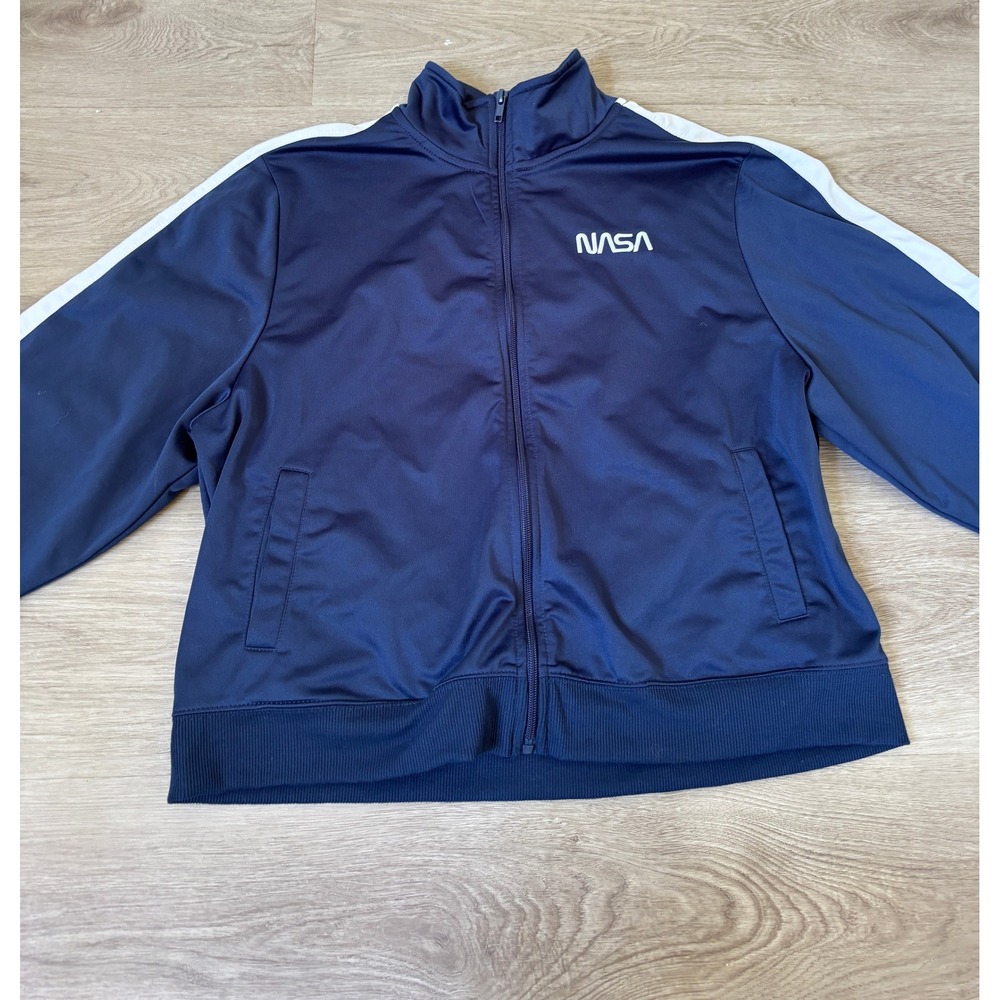 Mighty Fine NASA Track Jacket Navy Blue Full Zip Space Shuttle Graphic XL